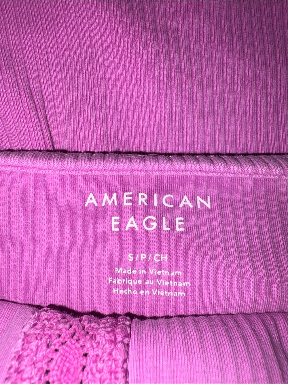 American Eagle Ribbed Lace-Trim Halter Tank Top Pink Small - Picture 4 of 5